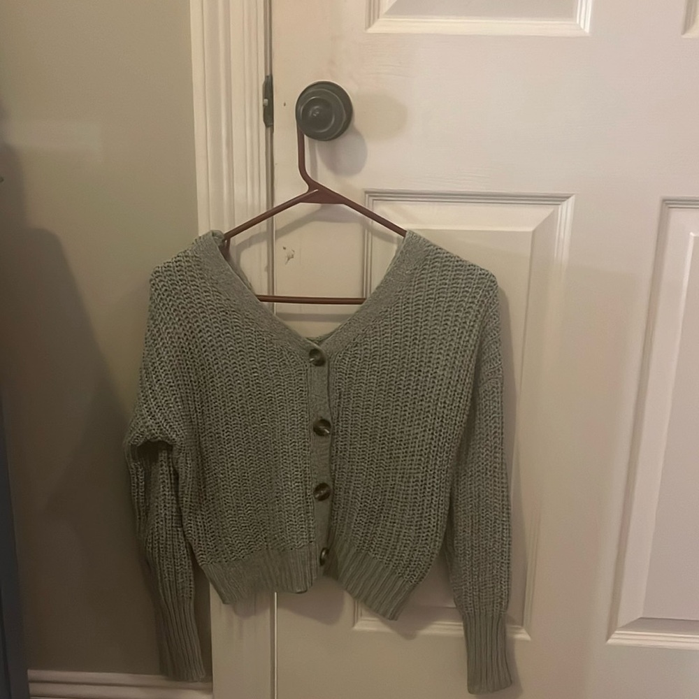 Sage green sweater with buttons